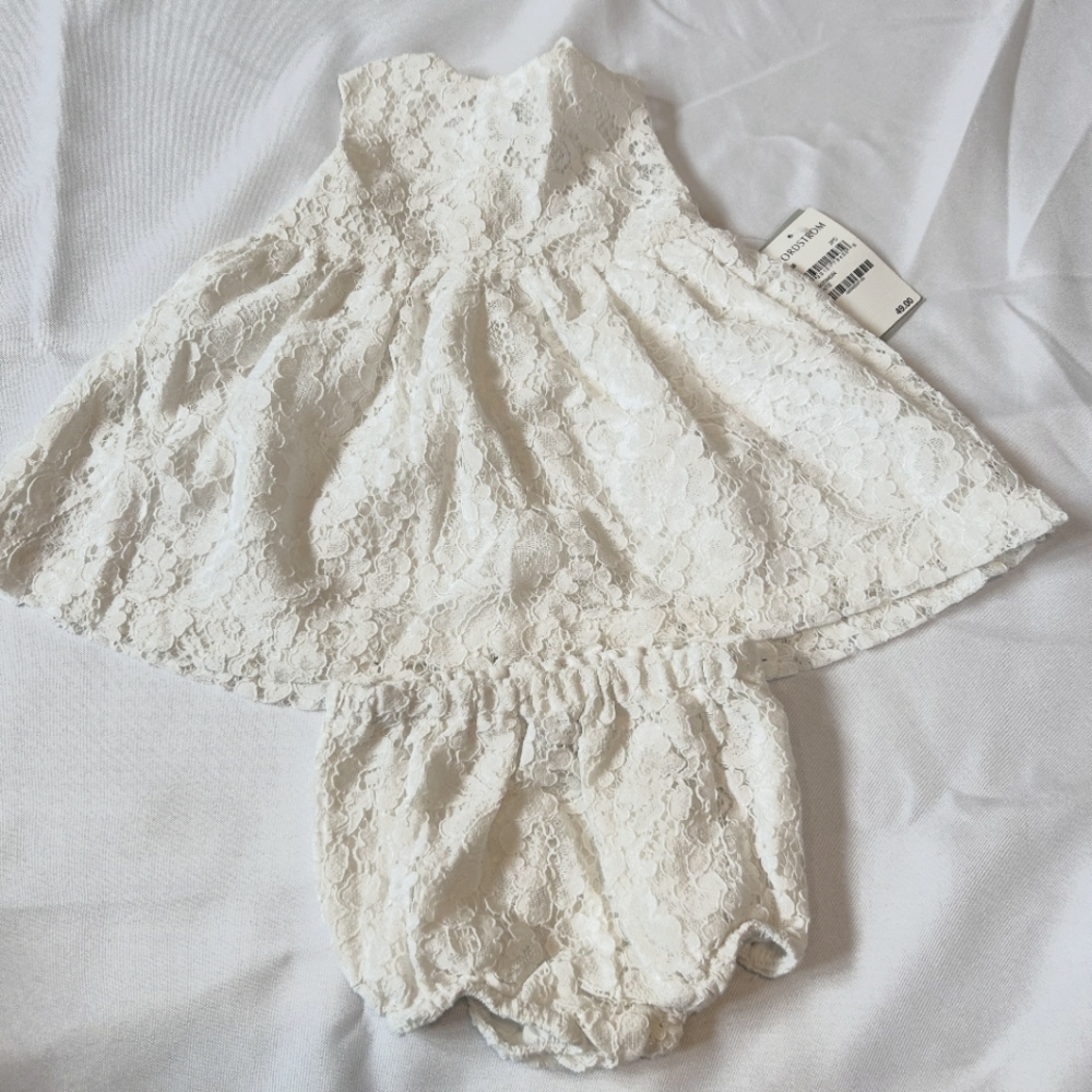 White lace two piece dress size 3 months